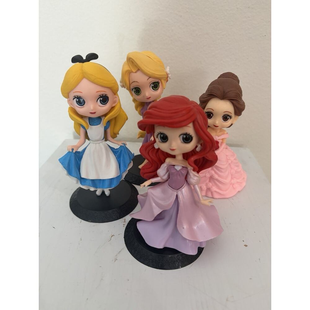 Disney Characters Firgues Lot Of 4 Alice, Ariel, Rapunzel and Belle